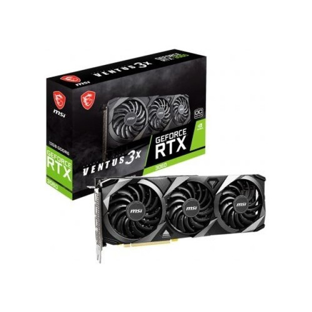 Msı Vga Geforce Rt 3060 Ventus 3 12G Oc Rt3060 12 Гб Gddr6 192B D12 Pcıe 40 16 (3Dp 1Hdmı)