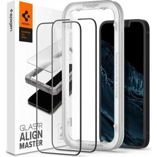 IPhone 13 Mini Spigen Easy Installation Glastr Alignmaster Full Cover Ekran Himoyachisi Oynasi (2 Dona) Qora