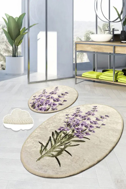 Lavender Digital Set Of 2 Гардеробный Набор Коврик Для Ванной Ковер Моющийся