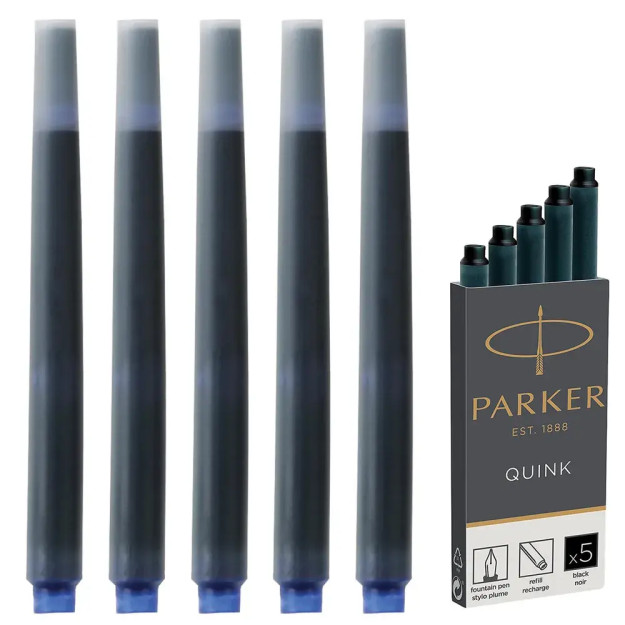 Картриджи С Чернилами Для Перьевых Ручек Parker 25 Шт Quınk Long Черные 5 Комплектов
