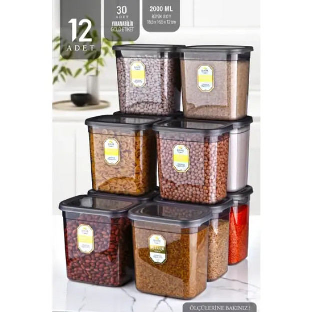 Набор Прямоугольных Контейнеров Для Хранения Kitchen Life Из 12 Предметов Jumbo Size  Супернабор 2000 Мл