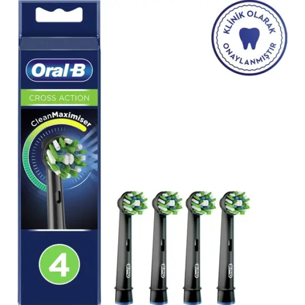 OralB Qayta Zaryadlanuvchi Almashtiriladigan Tish Cho'tkasi Boshi Qora O'zaro Faoliyat Harakat 4 Ta Element