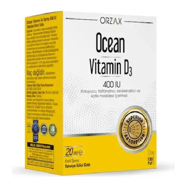 Ocean vitamin D3 400 IU buzadigan amallar 20ml