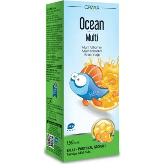 Сироп Ocean Multi Syrup Honey с рыбьим жиром со вкусом апельсина 150 мл
