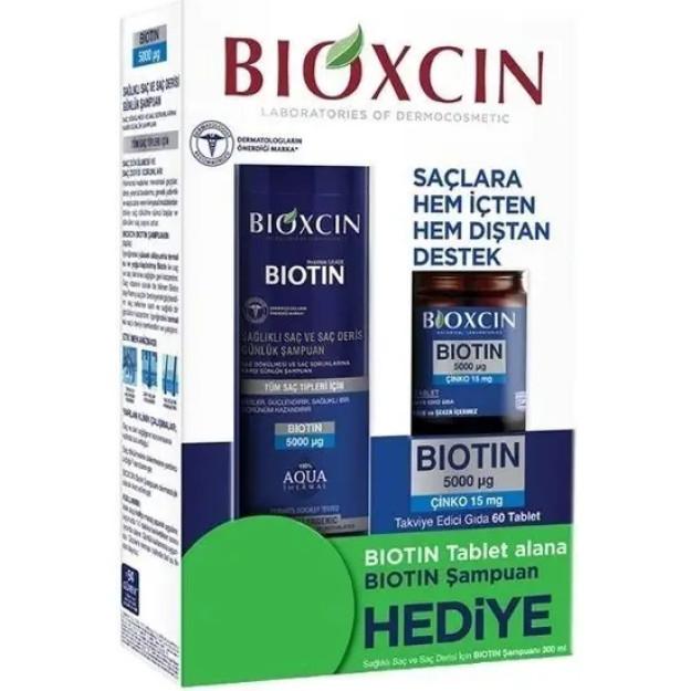 Biocin Biotin 5000 mkg sink 15 mg 60 tabletka biotin shampun 300 ml sovg'a