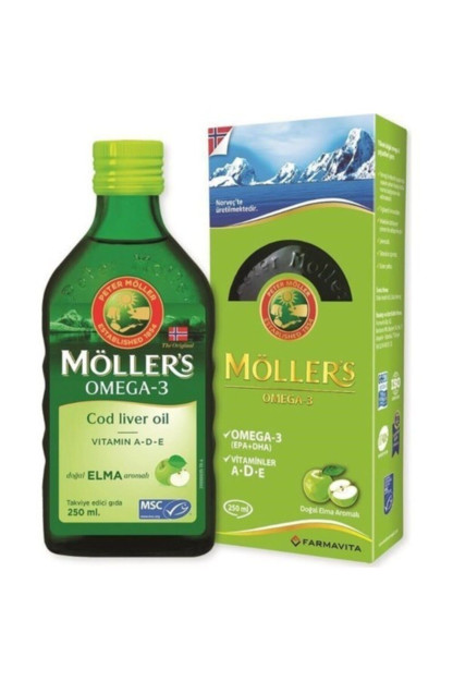 Möller's Apple Flavor Omega 3 Fish Oil Liquid Form 250 Мл 7070866029371
