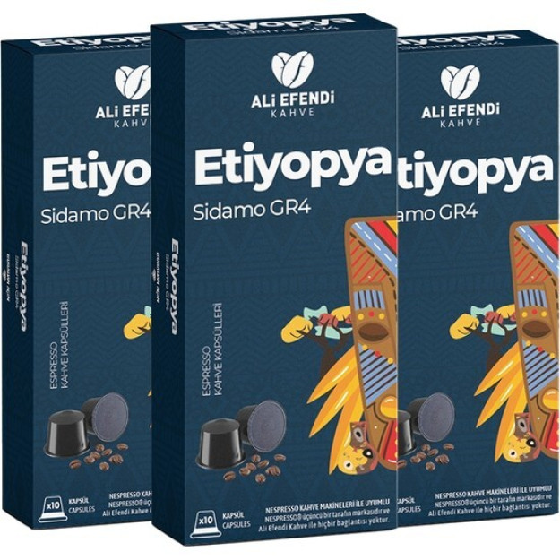 Ali Efendi Efiopiya Qahvasi (Sidamo) Gr4 Kapsulali Qahva 3 Dona 30 Dona
