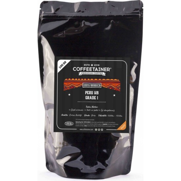 Coffeetainer Peruvian Bean Coffee (100% Arabica) 100 Gr