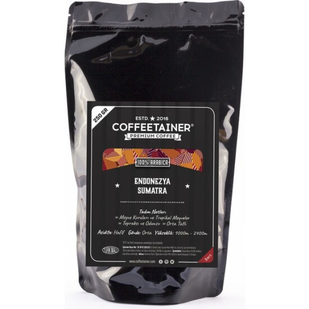 Coffeetainer Indonesia Sumatra Filtrlangan Qahva 250 Gr