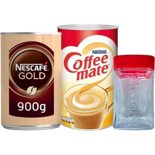 Nescafe Gold 900 Gr + Nestle Coffee Mate 2 Kg + Banka