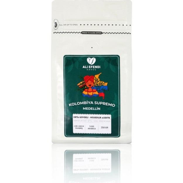 Ali Efendi Qahvasi 250 Gr. Kolumbiya Supremo Medelin