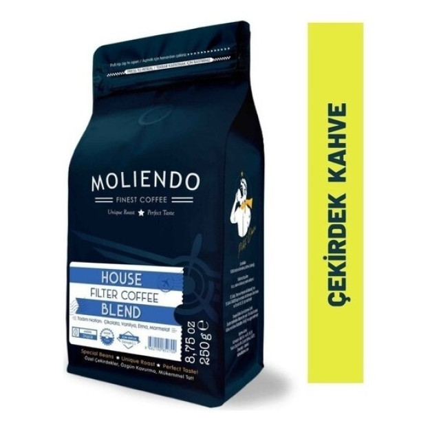 Moliendo Finest Coffee Filtrlangan Moliendo House Blend Qahvasi 250 Gr. Qahva Loviyalari