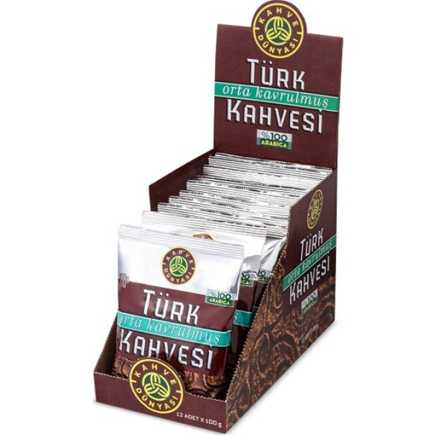 Kahve Dünyası 12 Пакетиков Турецкого Кофе Средней Обжарки 100 Гр