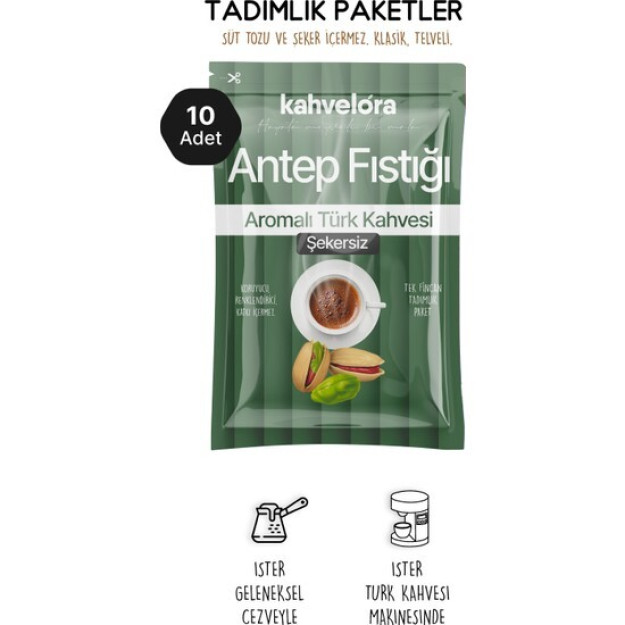 Kahvelora Pista Shakarsiz Turk Qahvasi 10 Dona Paket