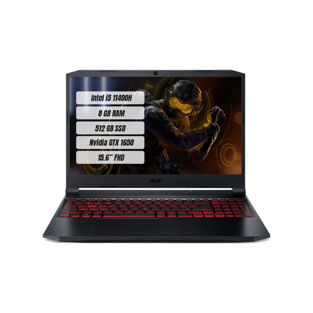 Acer Nitro 5 An51557 Intel Core I5 11400h 8GB 512GB Ssd Gt1650 Freedos 156 " Fhd 144hz portativ kompyuter Nhqekey001