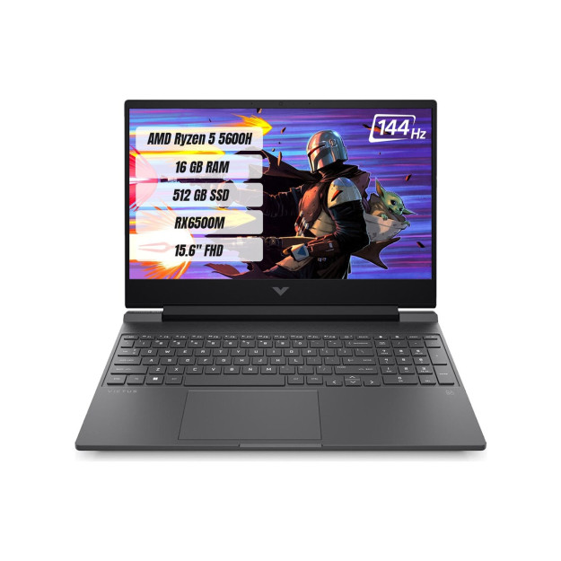 HP Victus 15fb0015nt AMD Ryzen 5 5600h 16GB 512GB Ssd R6500m Freedos 156 dyuymli Fhd 144hz noutbuk 7j3t4ea