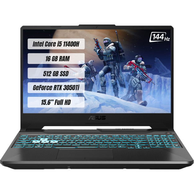 Asus Tuf Gaming F15 F506hehn306 Intel Core I5 11400h 16GB 512GB Ssd Rt 3050 Ti 144hz Freedos 156 dyuymli Fhd noutbuk