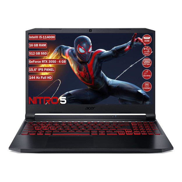 Acer Nitro 5 An51557 Intel Core I5 11400h 16 Gb 512 Gb SSD Rt 3050 4 Gb Freedos 156 dyuym Ips FHD noutbuk Nhqeley005+