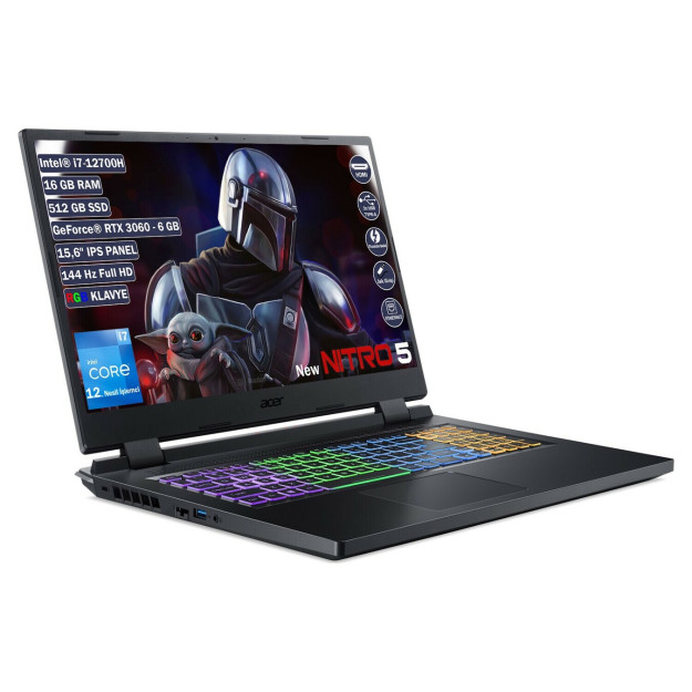 Acer Nitro 5 An51558 Intel Core İ7 12700H 16 Гб 512 Гб Ssd Rt 3060 6 Гб Freedos 156 Дюймов Fhd Ips Портативный Компьютер Nhqfmey003