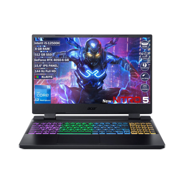 Acer Nitro 5 An51558503p Intel Core I5 12500H 8 Гб 512 Гб Ssd Rt 4050 6 Гб Freedos 156-Дюймовый Портативный Компьютер Fhd Nhqlzey001