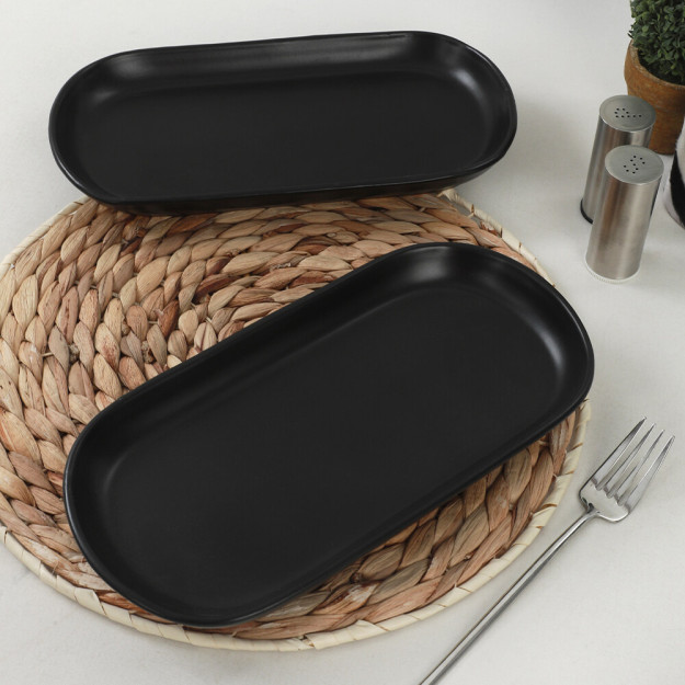 Noyan Boat Plate Mat Qora Plastinka 2 Dona 26 Sm