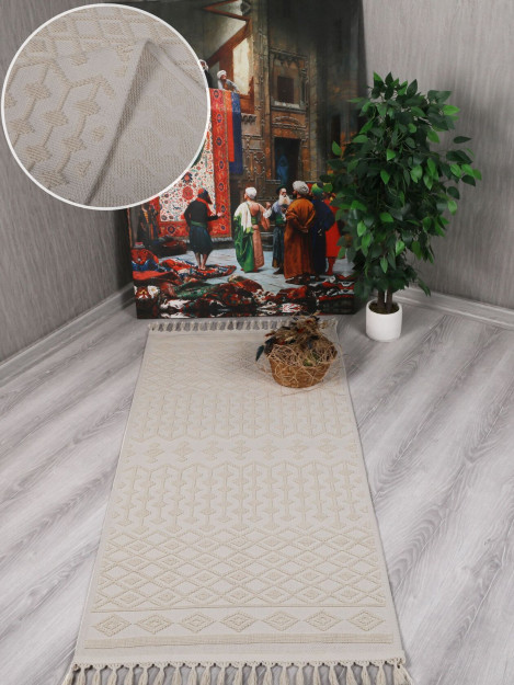 My Evilla Dekoratif Modern Pamuk Dokuma Kilim Saçaklı 7010