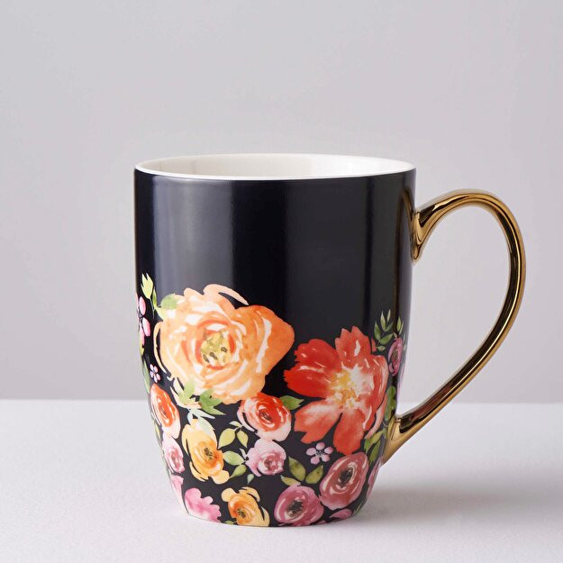 Постельное белье Гвоздика фарфоровая кружка 340 мл черная Черный Сингл