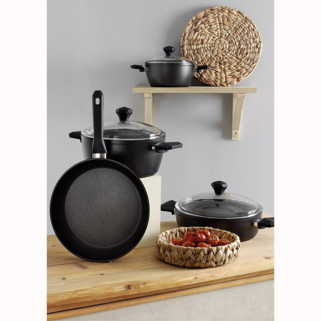 Pierre Cardin Diamond Cook 7 qismli idishlar to'plami qora qora 7 trek