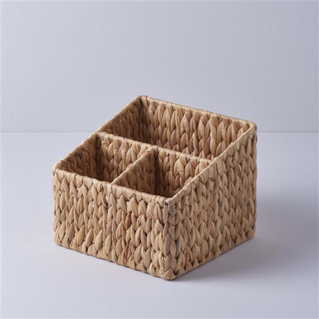 Корзина для белья с ивовым отделением 33X22X8/14 см Натуральный Сингл