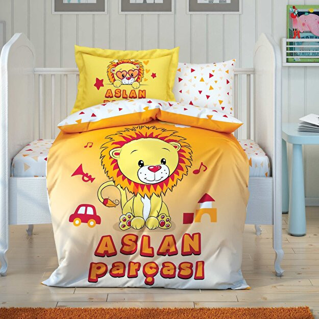 Galatasaroy toji, chaqaloq sher bilan paxta choyshablari to'plami rangli chaqaloq