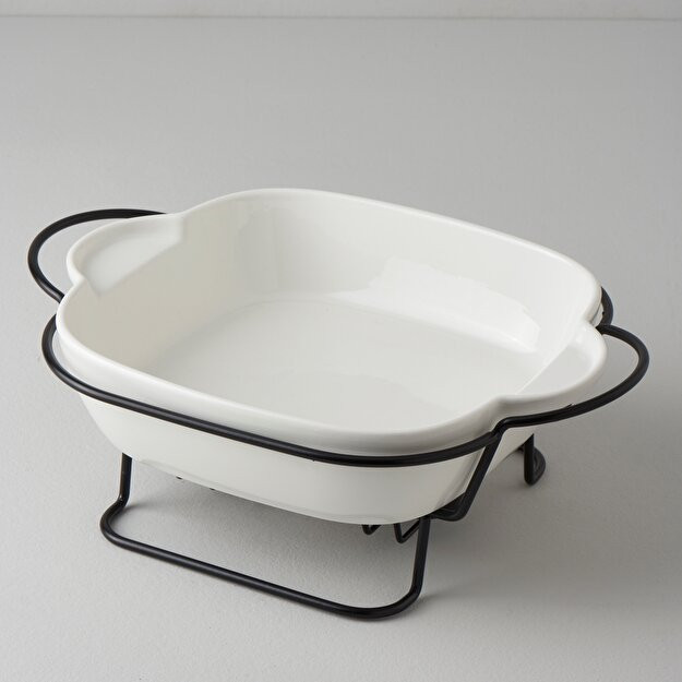 Arlina choyshablari chinni metall xizmat ko'rsatish idishi 31, 5x23x11 sm oq to'plam 2