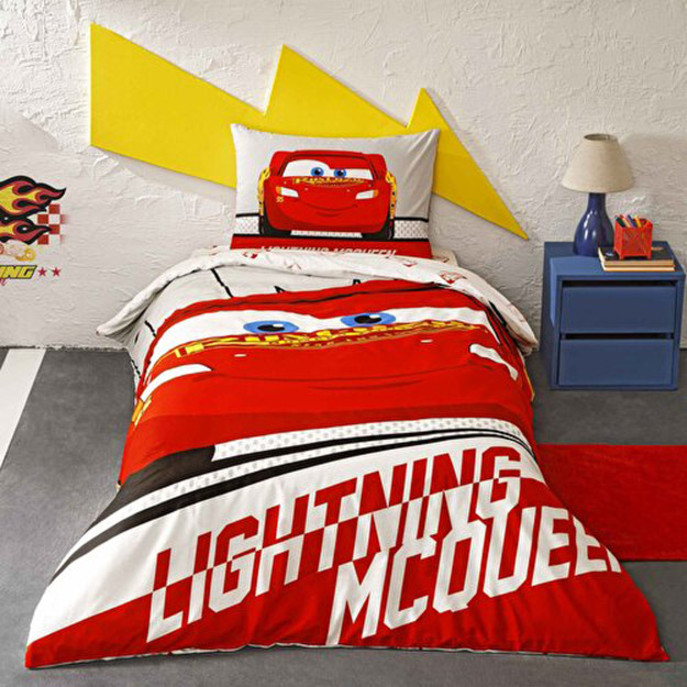 Crown Disney Cars Lightning bir kishilik paxta choyshablari to'plami ko'p rangli bitta o'rindiqli