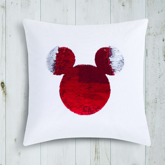 Disney Mickey litsenziyalangan paxta yostig'i qizil rangli yaltiroq oq singl
