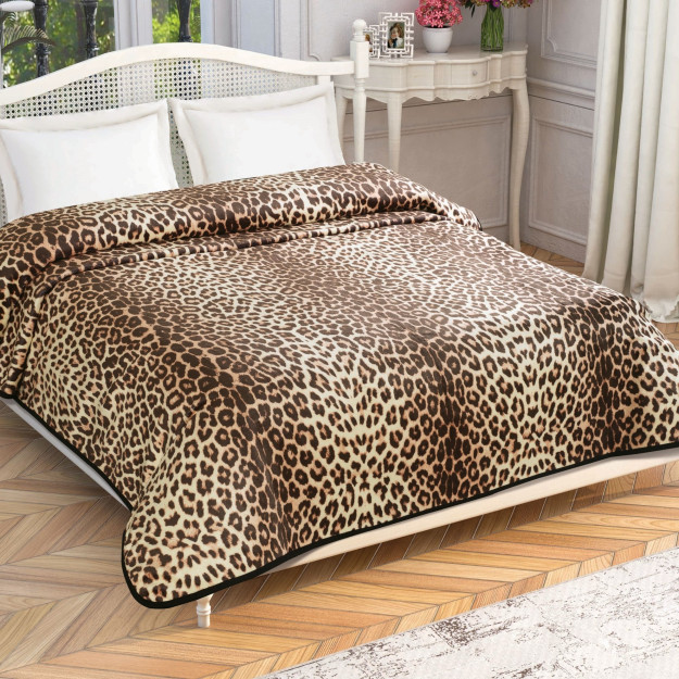 Toj Leopard qo'shaloq adyol jigarrang jigarrang qo'shaloq