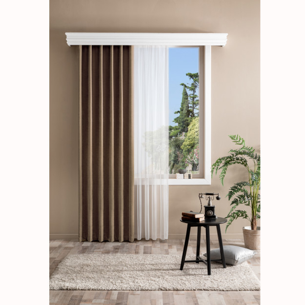 Yorqin tayyor fon pardasi yog'i 150x260 bej bitta qanot