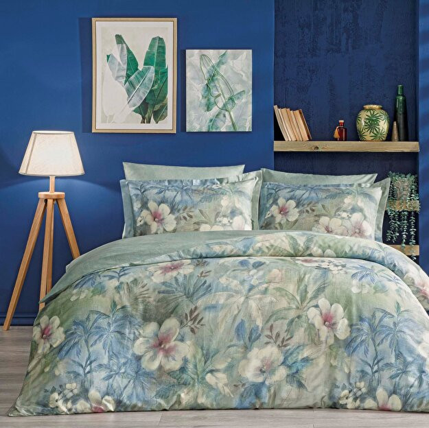 Linens Лайма Хлопок Сатин Король Пододеяльник синий Синий Король
