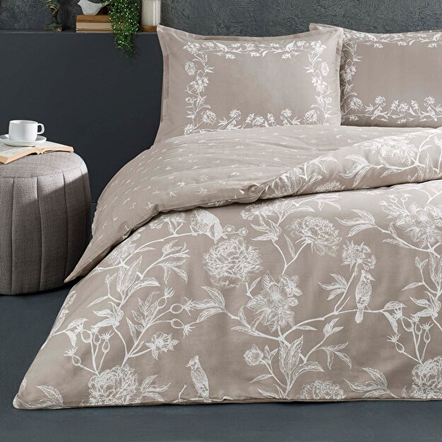 Linens Allday Finch paxta Saten ikki kishilik to'shak to'plami kulrang kulrang ikki kishilik xona