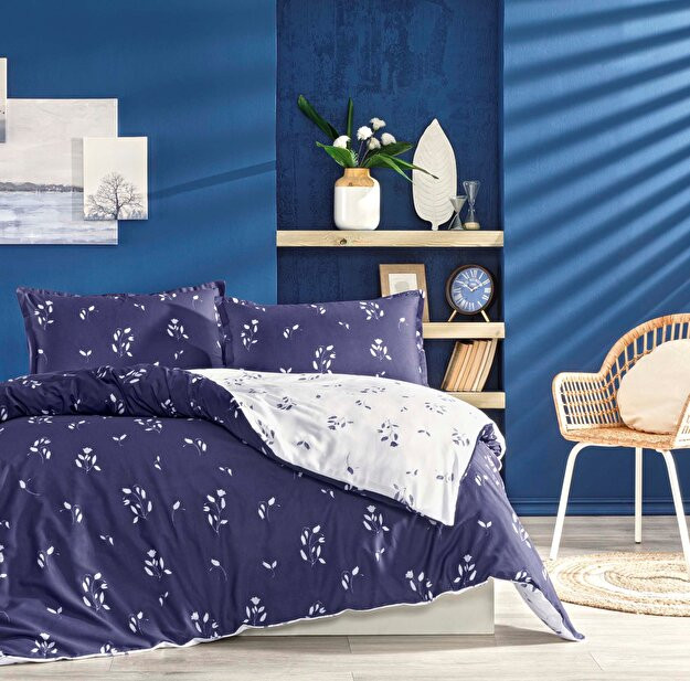 Linens на весь день Ситала Хлопок Сатин Король Пододеяльник Синий Синий Король