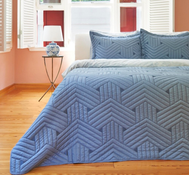 Linens Вита двуспальное покрывало синее Синий Двухместный номер