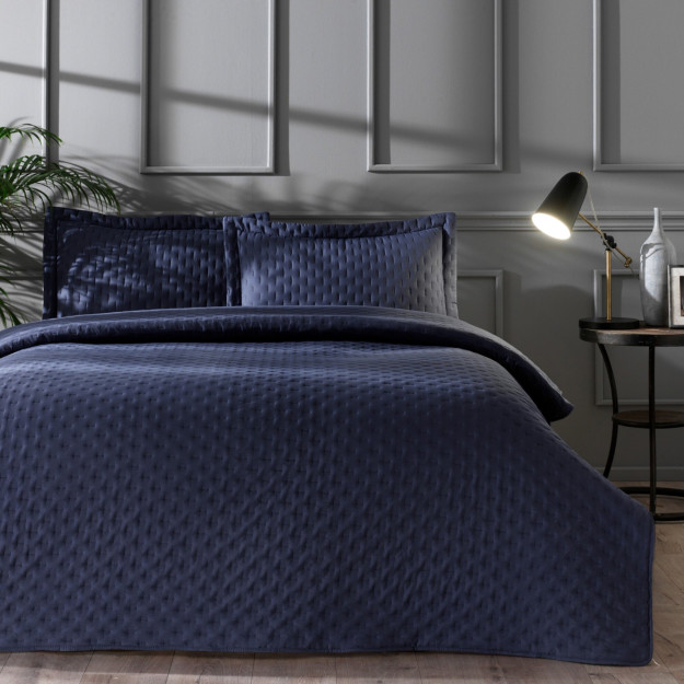 Linens Гардения Двуспальное покрывало Розовое сухое Темно-синий Двухместный номер