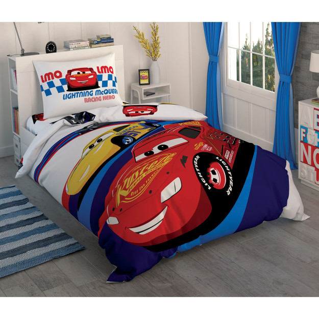 Комплект постельного белья Crown Disney Cars Race из хлопка с лицензией разноцветный одноместный