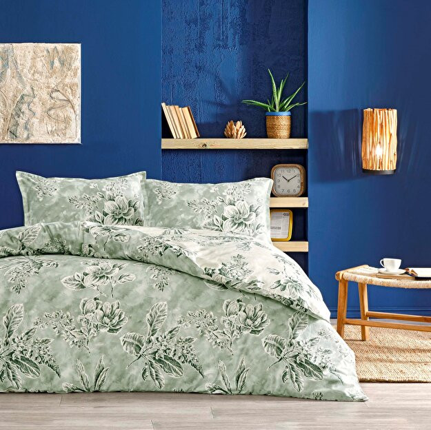 Linens на весь день Соленый хлопок Сатин Двойной Комплект постельного белья Серый Серый Двухместный номер