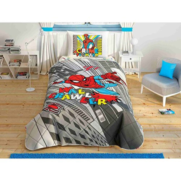 Crown Disney Spiderman Wall Crawler paxta litsenziyasiga ega ko'rpalar to'plami ko'p rangli bitta o'rindiqli