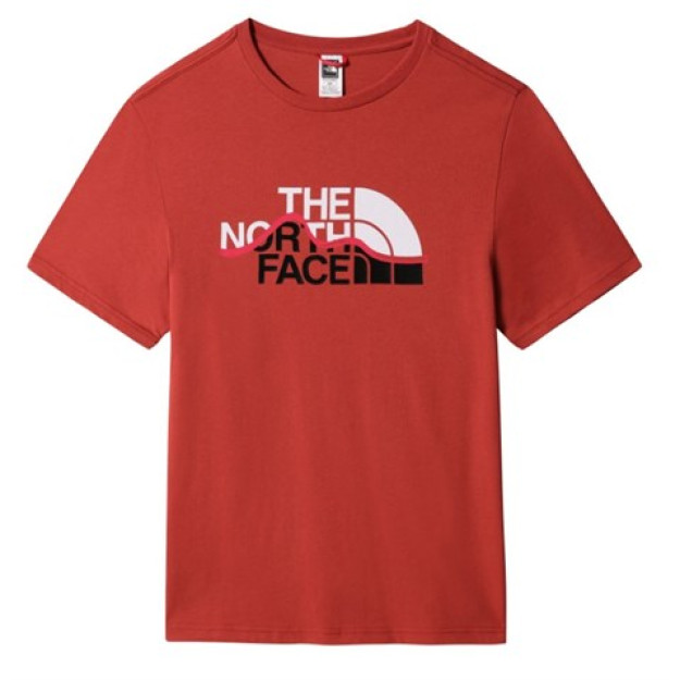 The North Face S/S Mountain Line Tee - Eu erkaklar futbolkasi qizil L