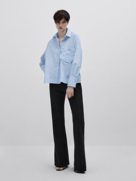 Gingham plashli cho'ntakli ko'ylak-Studio S