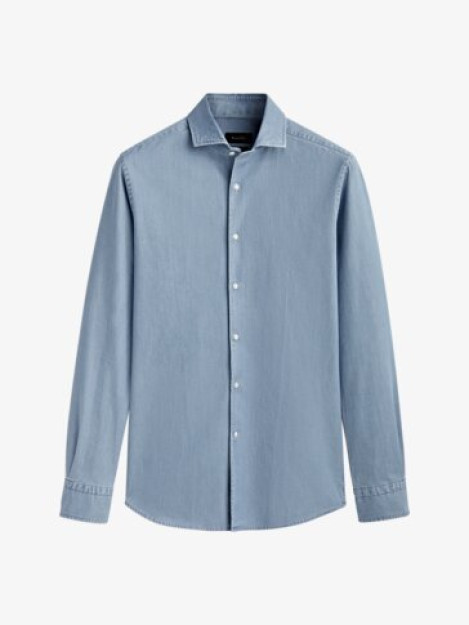 Slim fit Denim ko'ylak XXL so'nish effekti bilan