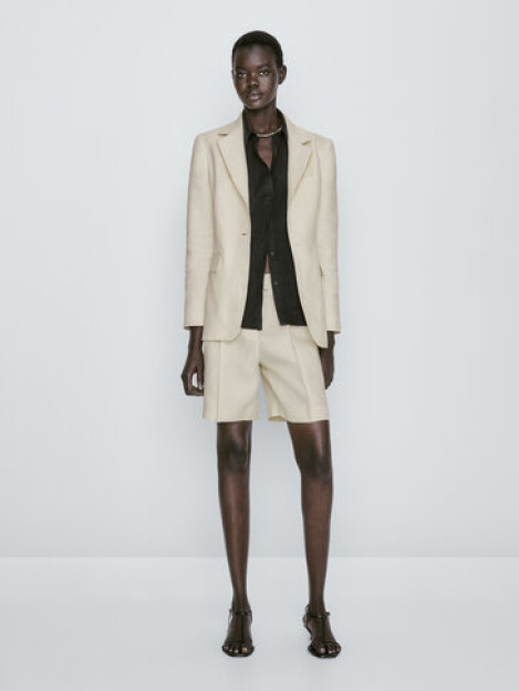 Ikki tugmachali klassik 100% zig'ir Blazer 34