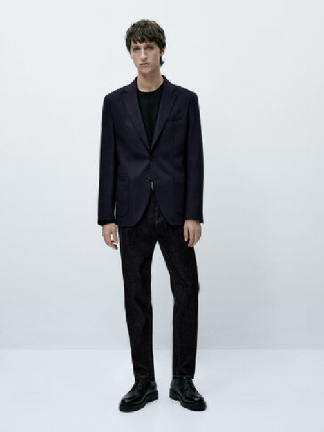 To'q ko'k teksturali jun Blazer 48