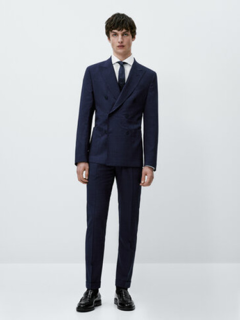 Shaffof tuvaldan ikki ko'krakli qafasli Blazer 58
