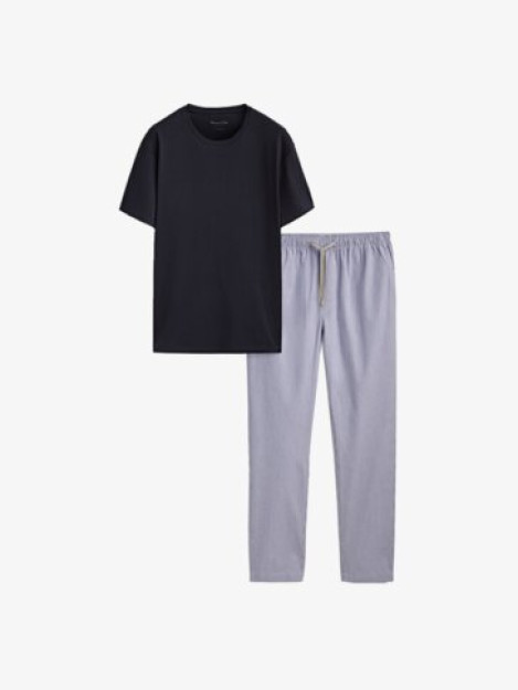 Chiziqli pijama shimlari va qisqa yengli futbolka L